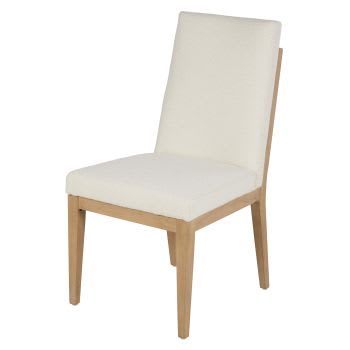 Throne - Chaise blanc ivoire et pieds en bois d'hévéa