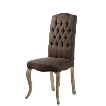Chaise Capitonnée en Tissu Sable – Élégance et Confort