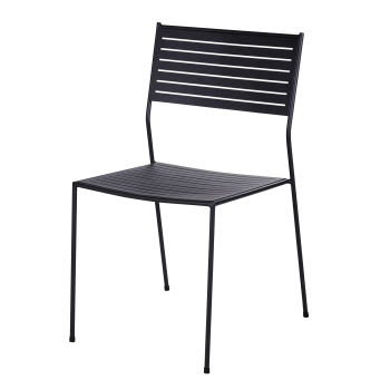 Teramo - Chaise de jardin empilable en acier noir