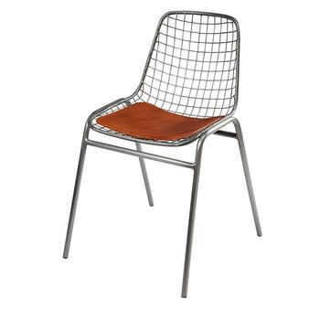 Picpus - Chaise en métal et cuir de vachette camel