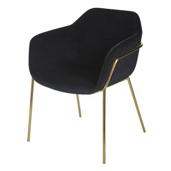 Neus - Chaise en velours noir et métal doré, OEKO-TEX®