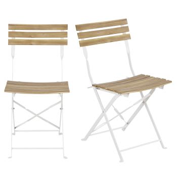 Gusto Business - Chaise extérieure professionnelle en métal blanc et beige