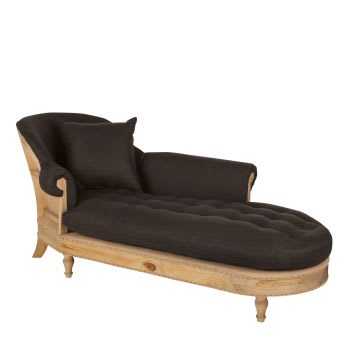 Cyprien - Chaise longue 1 posto in lino grigio carbone