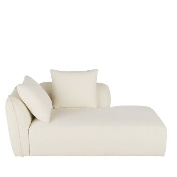 Chaise longue derecha de sofá modulable tela en crudo tipo lana rizada
