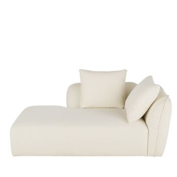 Chaise longue izquierda de sofá modulable tela crudo tipo lana rizada