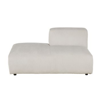 Chaise longue izquierda para sofá modulable de terciopelo acanalado beige
