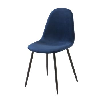 Clyde - Chaise style scandinave en velours bleu