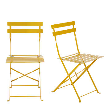 Guinguette - Chaises à dîner de jardin pliables en métal jaune (x2)