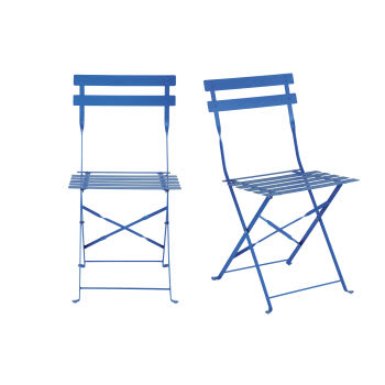 Maisons du Monde Guinguette - Chaises de jardin pliables en acier bleu (x2)