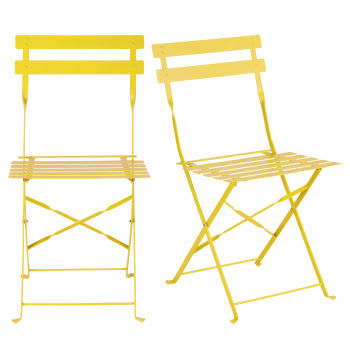 Maisons du Monde Guinguette - Chaises de jardin pliables en acier jaune (x2)