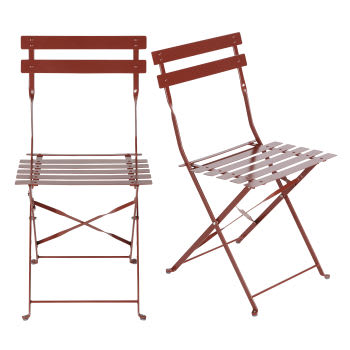 Guinguette Business - Chaises de jardin professionnelles en métal terracotta (x2)