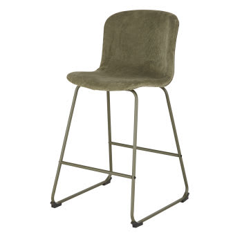 Conny - Chaises pour îlot central en velours côtelé et acier vert kaki (x2) H65