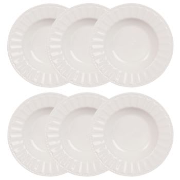 CHARLOTTE - Set van 8 - Diep bord van wit porselein