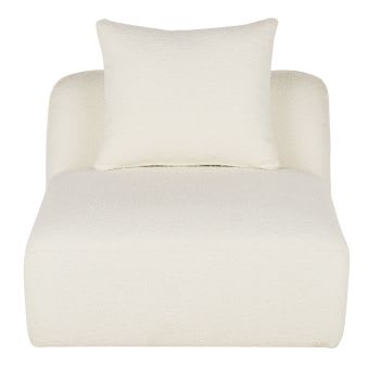 Chauffeuse a 1 posto per divano componibile in tessuto écru effetto lana bouclé