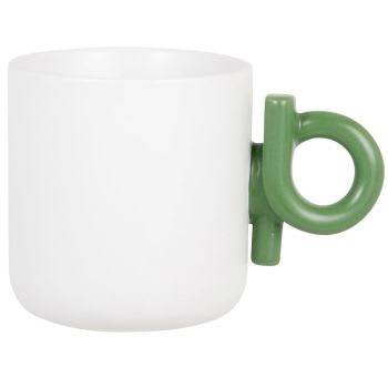 GOYA - Lote de 2 - Chávena em grés branco e asa verde