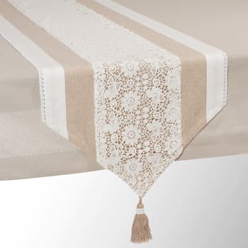 Chemin De Table En Dentelle Macramé Vintage - Marron, Imperméable, 40x280 Cm - Déco Table Cuisine, Noël