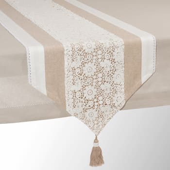 Wonderful - Chemin de table en coton beige L 150 cm WONDERFUL