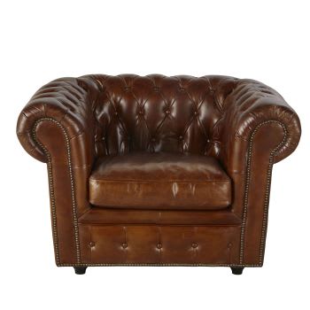 Chesterfield - Gepolsterter Sessel aus braunem Leder