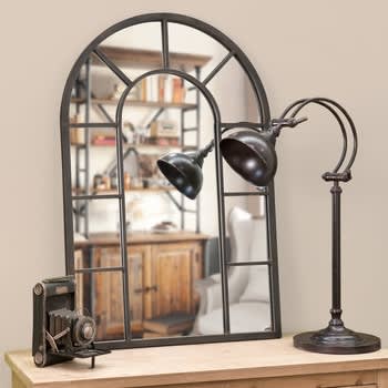 Cheverny - Miroir arche en métal effet rouille 60x90