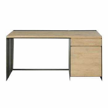 CINCINNATI - Schreibtisch mit 1 Schublade und 1 Tür aus Metall und Tannenholz