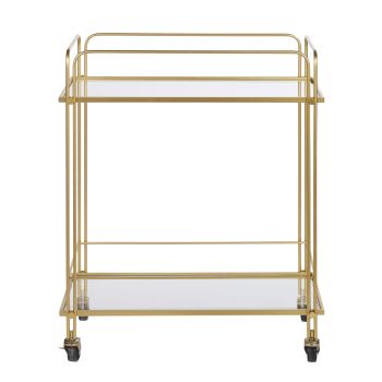 Clear glass and gold metal kitchen trolley