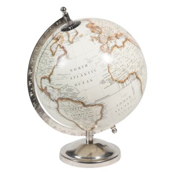 Globe terrestre sur pied carte du monde en métal rose et doré SANREMO