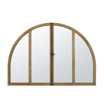 CLEMENCE - Specchio ad arco stile vetrata in legno di pino 140x101 cm