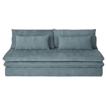 Canapé convertible 3 places en velours bleu nuit, matelas 14 cm Julian | Maisons du Monde