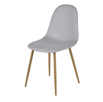 Clyde - Cadeira em tecido reciclado cinzento-claro e pés em metal em imitação de carvalho