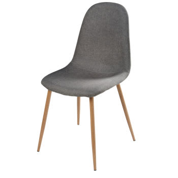 Clyde - Cadeira escandinava cinzenta e metal imitação de carvalho