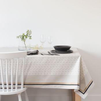 Coated Tablecloth with Beige and Anthracite Grey Print 140x250
