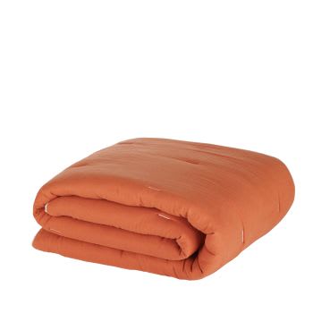LOLA - Coberta de cama em gaze de algodão terracota 260x240