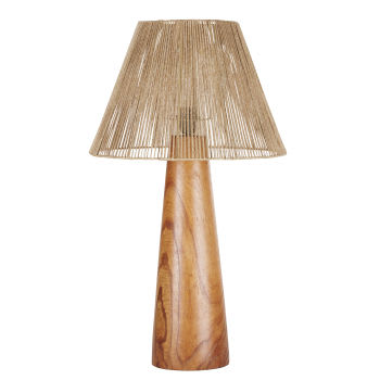 COCOI - Lampe aus Akazienholz und Lampenschirm aus Schnurgeflecht
