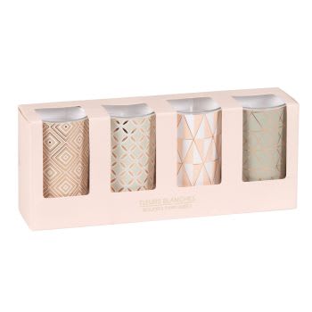 BLUSH - Coffret 4 lumignons en verre motifs géométriques 200g