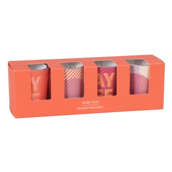 RIBEIRA - Coffret bougies lumignons parfumées (x4) en verre orange et rose