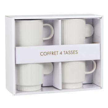 ULYSSE - Coffret tasses (x4) en grès blanc