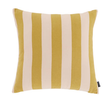 Stripe - Cojín de algodón de rayas rosa y verde aceituna 45x45 cm
