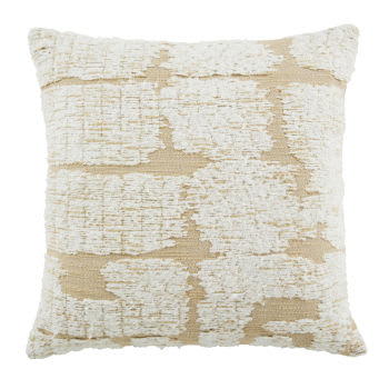VILLAS - Cojín de algodón de tejido jacquard beige con motivos color crudo 45 x 45