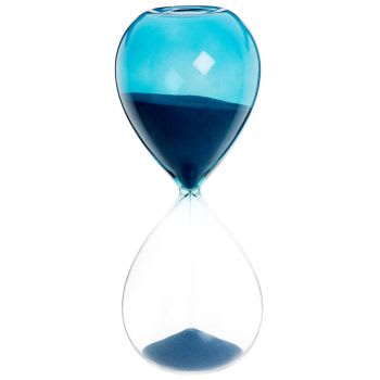 COLORA - Sanduhr aus recyceltem transparentem und blauem Glas