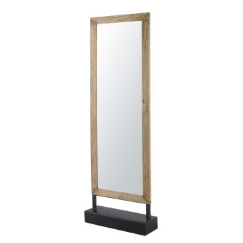 COMBAVA - Espelho em madeira de mangueira e metal preto 178x57