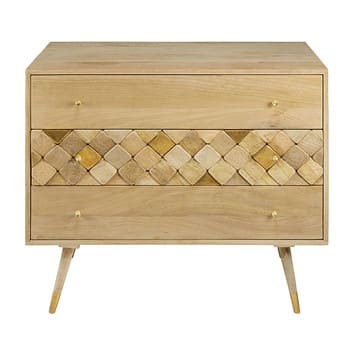 Commode Enfant Stella 3 Tiroirs Pastel Avec Étoiles - Meuble Rangement Chambre 44x33.7x38.8cm
