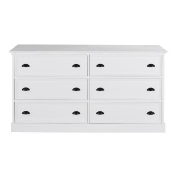 Newport - Commode 6 tiroirs double blanche