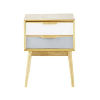Comodino Galano Salisbury Con Specchio – Tavolino Con Cassetto E Ripiano, Avorio E Rovere