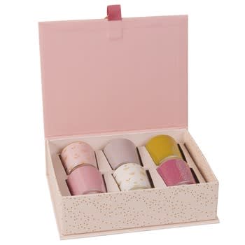 SO BLUSH - Conjunto de 6 velas e copos de vidro com motivos dourados 200g
