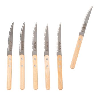 DUBOST - Conjunto de facas (x6) em inox e faia