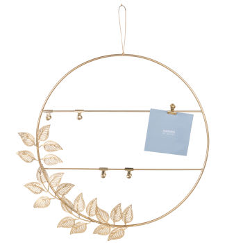CONSTANCE - Cornice multipla con cerchio e foglie in metallo dorato 47x44 cm
