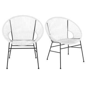 Copacabana Business - Sessel für gewerbliche Nutzung aus weißem Kunstharz und schwarzem Metall (x2)