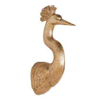 CORENTIN - Trofeo da parete uccello in resina dorata 23x81 cm