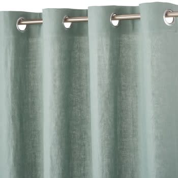 Cortina de ojales de lino lavado verde grisáceo 130x300 - la unidad