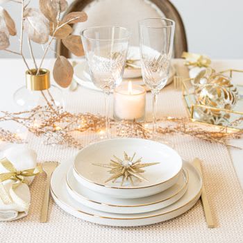 EMILIA - Cotton Table Runner with Gold Print 40x150